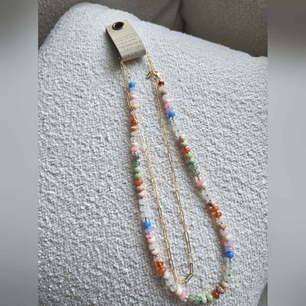 Anthropologie, Serefina, Beaded and Chain Link Necklace Set, Gold/Multi - NWT! - Picture 1 of 4